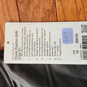 NWT Lululemon Power Position SHR Crop 21"